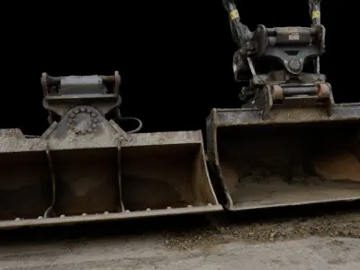 2 excavator buckets 3D model