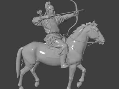 76 Tang guards ride horses and shoot arrows 3D model