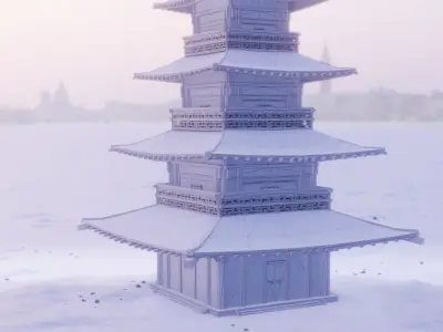 temple japanese pagoda Free low-poly 3D model