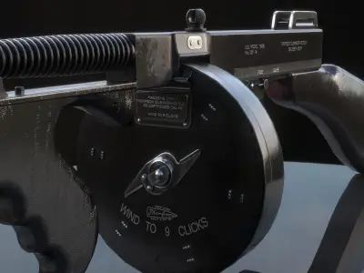 Thompson M1928 Submachine Gun Low-poly 3D model Low-poly 3D model