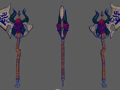 Skull Faced Double Sided AXE 3D model