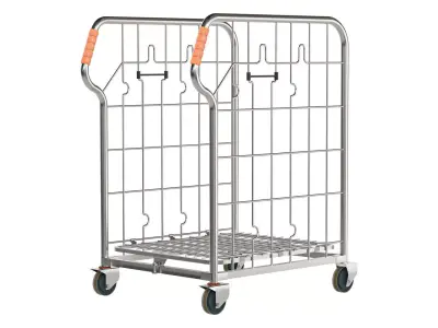 Compact Foldable Stock Cage Trolley 3D model