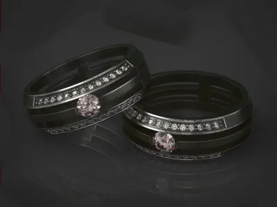 wedding rings 3D print model 3