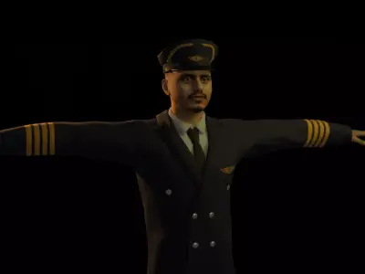 Fully Rigged Pilot 3D Character Low-poly 3D model