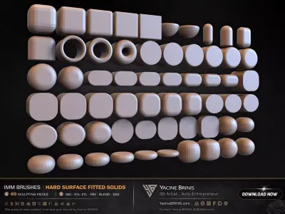 60 Hard Surface IMM Fitted Solids Low-poly 3D model