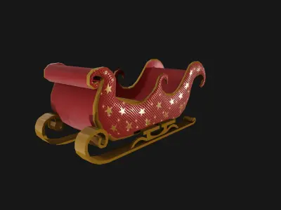 READY TO USE CHRISTMAS SLEIGH Low-poly 3D model