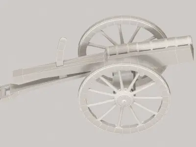Medieval cannon Low-poly 3D model 8