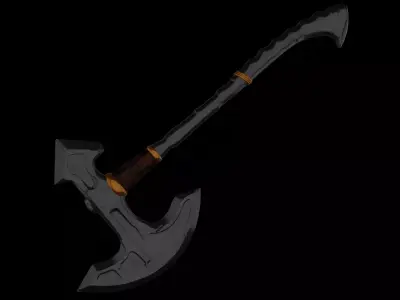 low poly  damaged axe with textures and UV Low-poly 3D model