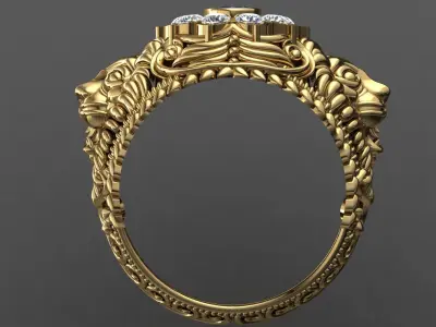 Antique  Lion   Ring   3D print model