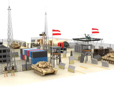 Austria Military Base Low-poly 3D model