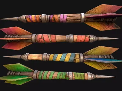 Darts and Dart Board Shooting Range Target Set Low-poly 3D model