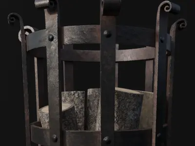Medieval Brazier- Fire Basket Low-poly 3D model