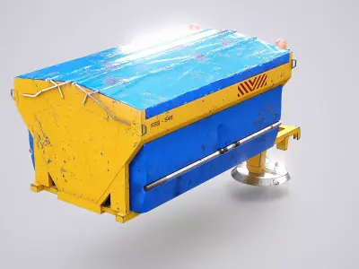 Rusted Road Salt Spreader Winter Snow Removal Equipment  Low-poly 3D model