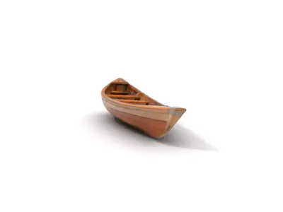 Wooden Rowboat Model Pack with Detailed Texturing Low-poly 3D model