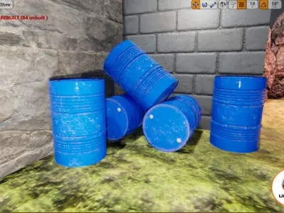 barrel metal blue Low-poly 3D model