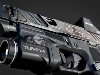 Handgun with integrated compensator Shadow Systems CR920P Low-poly 3D model