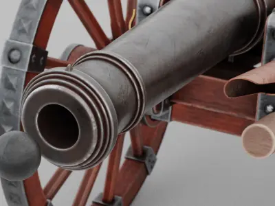 O Kit 01 Cannon Kit 01 of 05 iron buccaneer cannon Low-poly 3D model