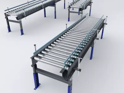 Roller Conveyor Adjustable and Rigged 3D model