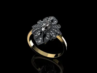 Vintage Ring with Marquise-Cut Gemstone 3D print model