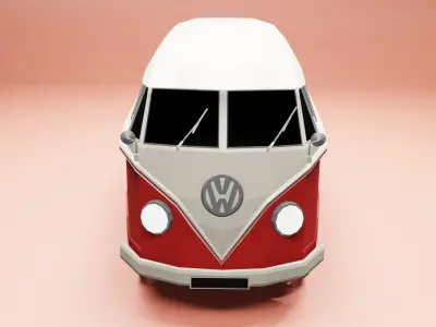 1966 VW Split Screen Camper Van Low-poly 3D model