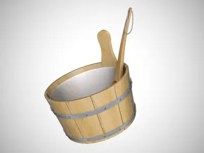 Sauna Bucket Low-poly 3D model