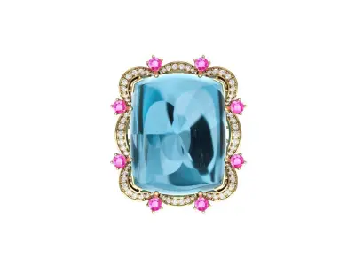Cushion Art deco Ring 3D print model 6