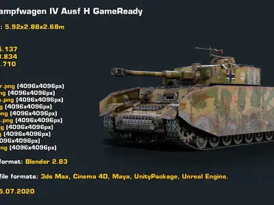 WW2 Tank PZ IV Realtime 3D model
