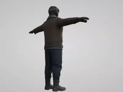 vintage airplane pilot 3D model Low-poly 3D model