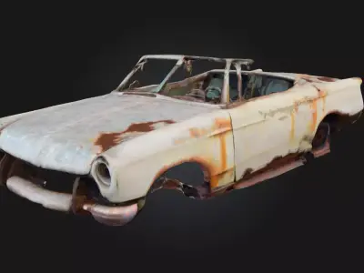 Rusty Convertible Wreck  Abandoned Open-Top Car  Free 3D model