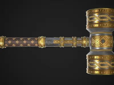 Fantasy Hammer 01 Low-poly 3D model