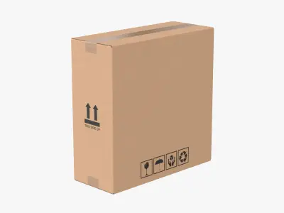 Cardboard Box 50x20x50 Closed 3D model