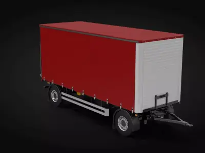 Tautliner 2 Axle Trailer 3D model