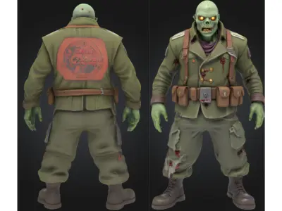 Zombie Soldier Military Low-poly 3D model purchase