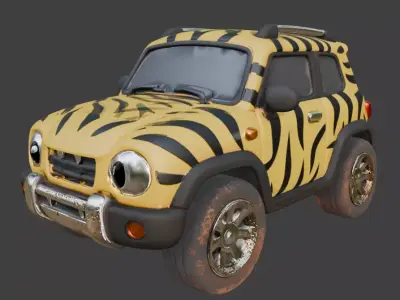 Chibi Stylized Tiger SUV Scout Low-poly 3D model