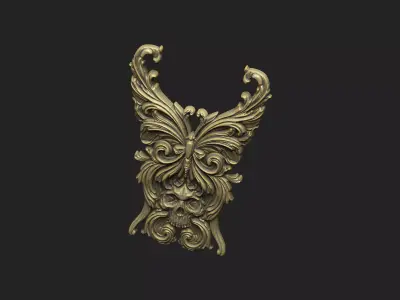 butterfly skull death die insect pattern baroque pattern design 3D print model purchase