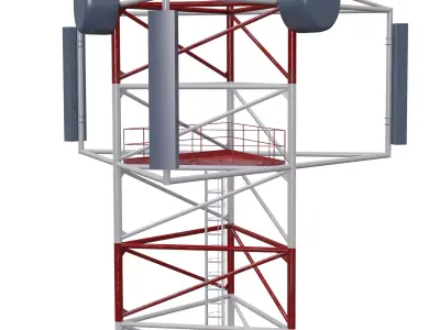 Telecommunication Cell Tower Low-poly 3D model