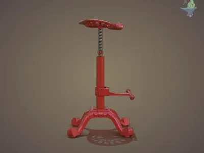 Industrial Steel Tractor Stool Low-poly 3D model