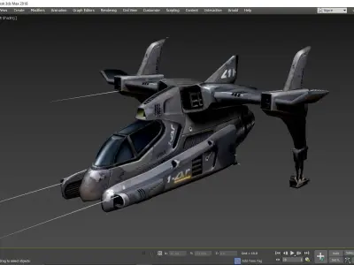 Game-ready Human Sci-fi spaceship Fighter Low-poly 3D model Low-poly 3D model