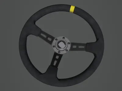 Steering Wheel 01 - Variation A - Black Stiches Low-poly 3D model
