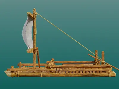 Wooden boat Free low-poly 3D model