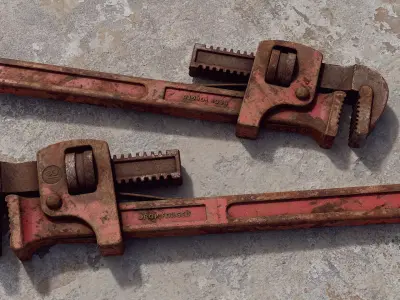 PBR Pipewrench  Low-poly 3D model
