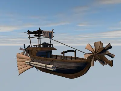 Fantasy flying ship 3D model purchase