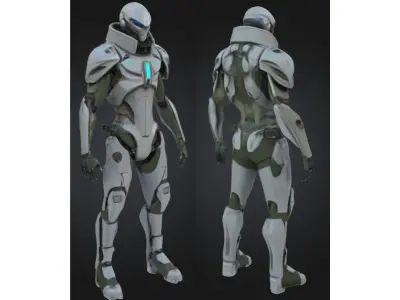Futuristic Elite Android Low-poly 3D model