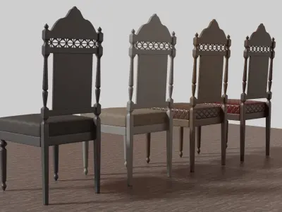 Vintage Wooden Dining Chair  3D model