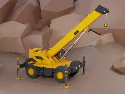 Rough Terrain Crane Heavy Vehicle Low-poly 3D model