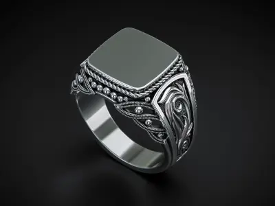 A MAN S RING WITH AN ORNAMENT 2 Printable Model 3D print model