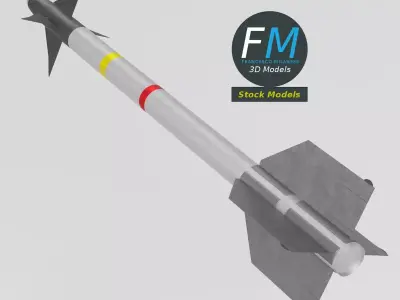 Stylized infrared-guided air-to-air missile 3D model