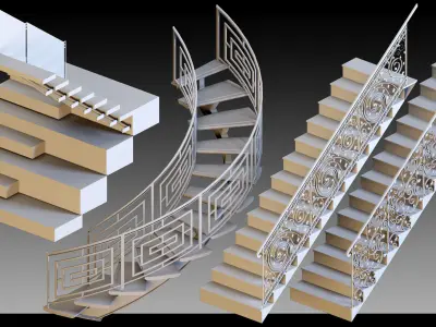 40 Stairs- Vol 01- Kitbash- High detail 3d models 3D model