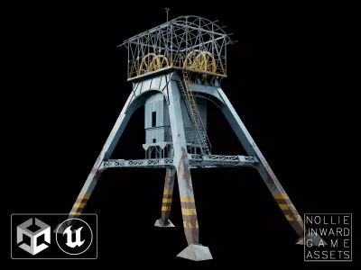 Coal Mine Shaft Tower - KWK Polska II Low-poly 3D model