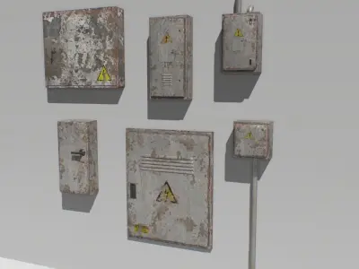 Old and Rusty Electrical Box Pack 1 Low-poly 3D model